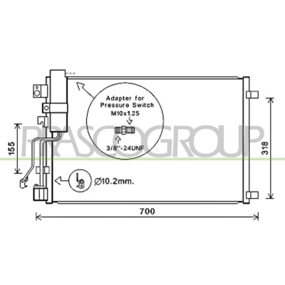 Immagine di PRASCO DS710C002 Condensatore con essiccatore 15 Alluminio 623 R134a NISSAN: Qashqai / Qashqai+2 I