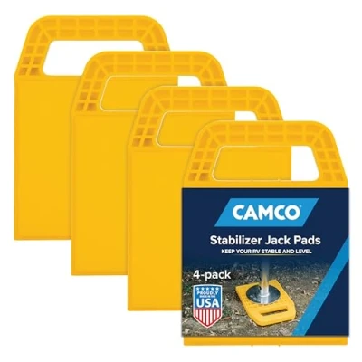 Immagine di Camco 44595 Piastra di Supporto per Martinetto Stabilizzatore, Confezione da 4 Pezzi