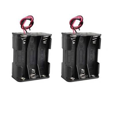Immagine di HALJIA, 2 pezzi da 9 V AA, 6 x 1,5 V, in plastica con clip per batteria a doppio piano/retro cavi