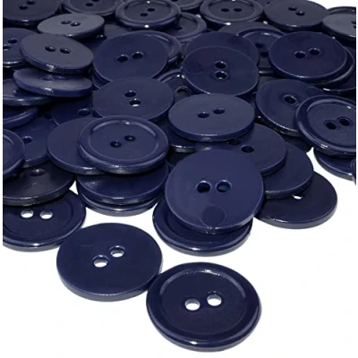 Immagine di AERZETIX C56433 Set di 50 bottoni per cucire rotondi Ø20x2.2mm con 2 fori 32L L32 colore blu indaco in plastica diametro apertura 2mm merceria/abbigliamento/moda