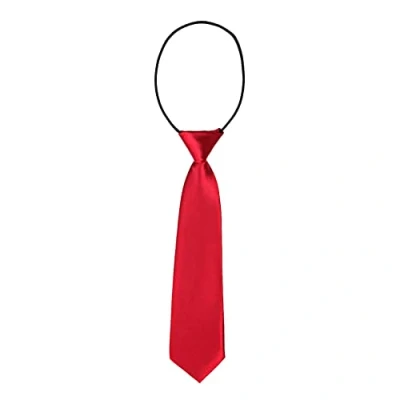 Immagine di DonDon Cravatta da bambino ragazzo effetto seta lucida 7,0 cm di larghezza con elastico rosso scuro