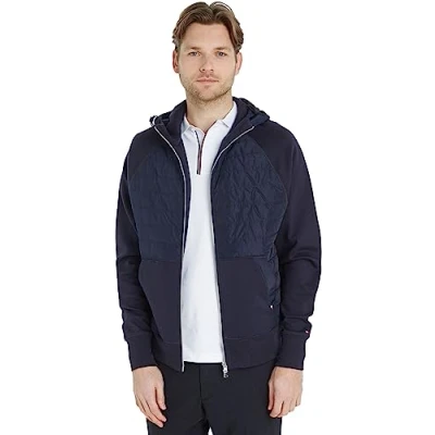 Immagine di Tommy Hilfiger MIX MEDIA HOODED ZIP THROUGH MW0MW32669, Uomo, Blu (Desert Sky), L