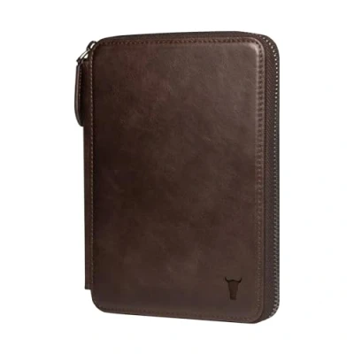 Immagine di TORRO Portafoglio da viaggio Organizzatore in vera pelle con porta passaporto e carte staccabile (Marrone Scuro)