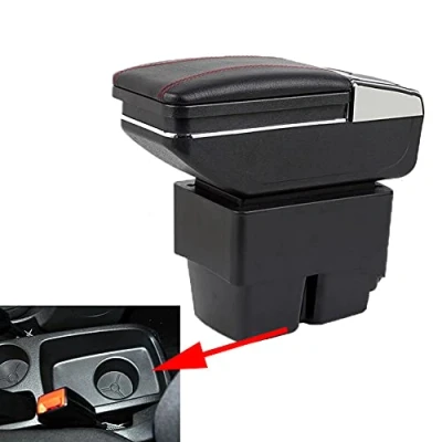 Immagine di SZSS CAR Bracciolo Compatibile con Ford Fiesta MK7 2009 2010 2011 2012 2013 2014 2015 2016 2017 console centrale vano portaoggetti interno