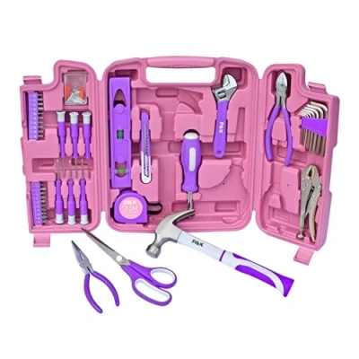 Immagine di P &amp; K set di attrezzi da 75 pezzi, in rosa e viola, il compagno perfetto per la casa, le riparazioni i progetti fai te