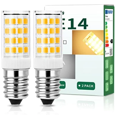Immagine di Lampadine LED E14 4W Equivalenti a 40W, lampadina Luce Bianca calda 3000K, 400LM Non dimmerabile, AC 220 240V, Nessun Sfarfallio, per Cappa Cucina, Frigo, Macchina da Cucire, confezione 2