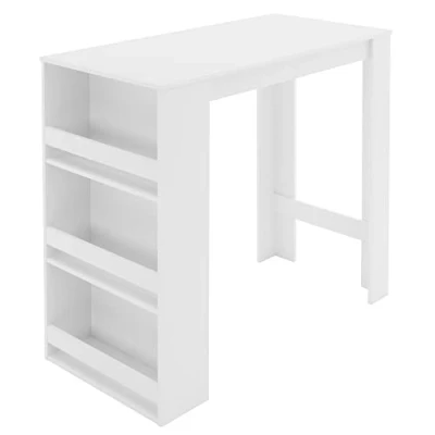 Immagine di ML Design Tavolo da Bar con 3 Ripiani Bianco Pannelli MDF 117x106x57 cm Alto Stile Moderno Elegante Bancone Rettangolare per Interni Cucina Pranzo Bistrò caffè Truciolato
