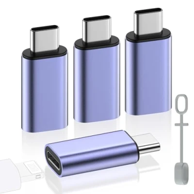 Immagine di MoKo Adattatore da Lightning a USB C per iPhone 15/16 Pro/16 PRO Max/16 Plus, 4PZ Supporto Ricarica/Trasferimento Dati, Non Auricolari/Audio/OTG, Blu
