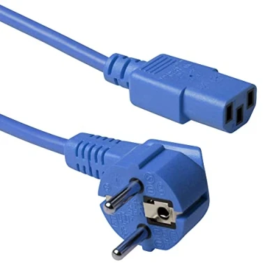 Immagine di ACT Advanced Cable Technology CEE7/7 Spina Schuko ad Angolo C13, 1,80 m, Colore: Blu