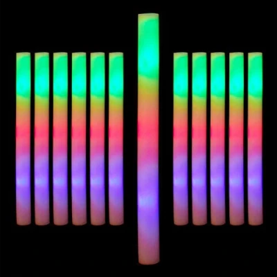 Immagine di Relaxdays Bastoni a LED in Set da 12, Scettri Luminosi Gommapiuma, Festa, 3 Effetti, Batterie Incluse, Bianchi