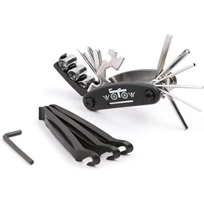 Immagine di WOTOW Bicicletta Set Riparazione Bici, Biciclette Multifunzione 16 in 1 Kit Attrezzi di Taglio a Catena Chiave per divisori Leva Patch (Senza Colla Inclusa)