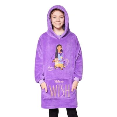 Immagine di Disney Felpa Coperta per Bambini Oversize in Pile con Cappuccio Stitch Bambina Ragazze Gadget Regalo Ufficiale (Viola Wish)