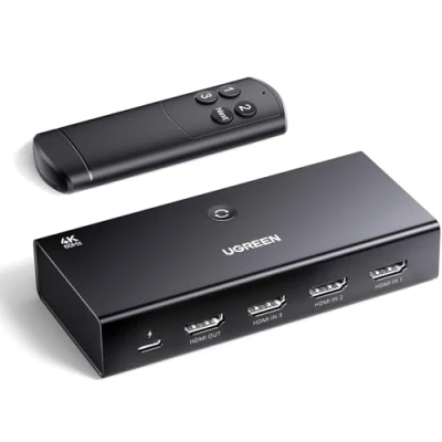 Immagine di UGREEN HDMI Switch 4K 60Hz 3 in 1 out 1080P UHD 3D Dolby Atmos con telecomando IR Compatibile PS5 PS4 Xbox Laptop PC TV Stick Box Chromecast Lettore Blu Ray DVD Proiettore HDTV