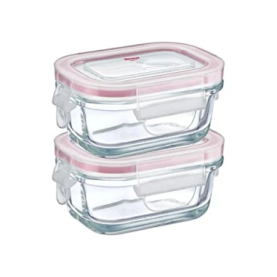 Immagine di Westmark Set di 2 contenitori salvafreschezza in vetro con coperchio a clip, volume riempimento: 120 ml, adatti al congelatore, microonde e forno, vetro/silicone/plastica,