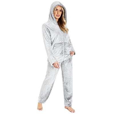 Immagine di CityComfort Pigiama Donna, Invernale Donna di Pile, Set con Felpa e Pantalone Morbido S XL (DueToni Grigio, XL)