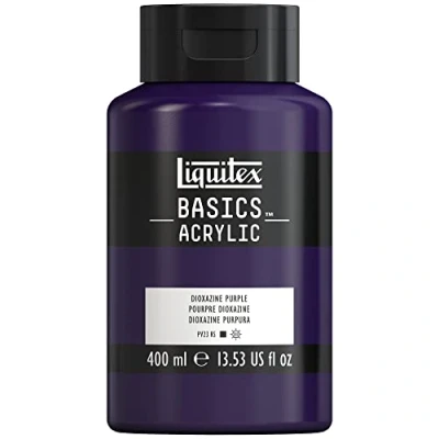 Immagine di Liquitex 8870323 Basics Pittura acrilica, Pigmenti per artisti monopigmentati, Resistente alla luce, durevole nel tempo, Finitura satinata, Flacone da 400 ml Viola Dioxazine