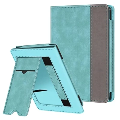 Immagine di FINTIE Custodia per 6&#039;&#039; Kobo Clara Colour (2024) / BW 2E (2022) eReader Stand Cover Protettiva Case con Card Slot e Hand Strap, Auto Sveglia/Sonno, Turquoise/Marrone