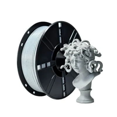 Immagine di iBOSS Filamento PLA+ 1.75 mm, PLA Plus per Stampante 3D, Pietra 1 kg (2.2 lbs), Grigio Marmo la Stampa 3D di Statue