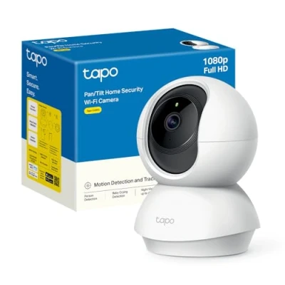 Immagine di Tapo C200C Telecamera Wi Fi Interno FHD, Videocamera sorveglianza, Visione Notturna, 360 Visuale, Audio Bidirezionale, Rilevamento di movimento e notifiche, Allarme Acustico Luminoso Integrato