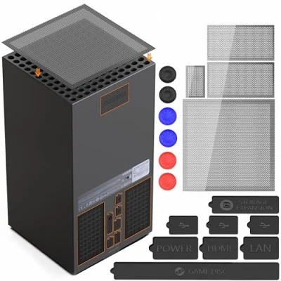 Immagine di copertura antipolvere per console di gioco Xbox Series X, 8 tappi in silicone e 4 filtri PVC, accessori con 6 impugnatura