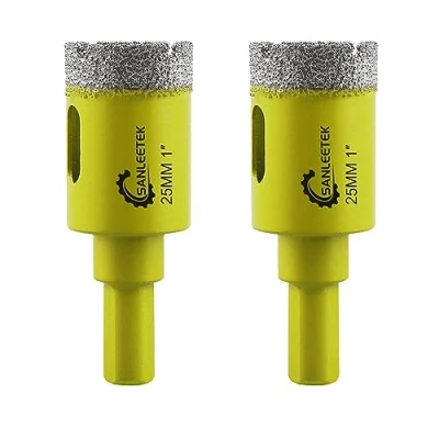 Immagine di Secco Punte per Trapano Diamantate 2pezzi 25mm Fresa Diamantata con Gambo Triangolo Ceramica Gres Porcellanato Granito Marmo Quarzo SANLEETEK