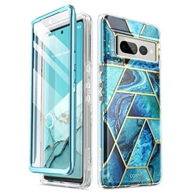 Immagine di i Blason Cosmo Series Custodia protettiva per Google Pixel 7 Pro (versione 2022), sottile, a corpo intero, elegante, con pellicola integrata (oceano)
