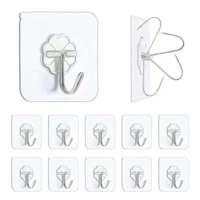 Immagine di WUERKIYA Ganci Adesivi Trasparenti, Trasparenti da Bagno &amp; Cucina Appendiabiti Soluzione Elegante ed Efficiente per la Tua Casa