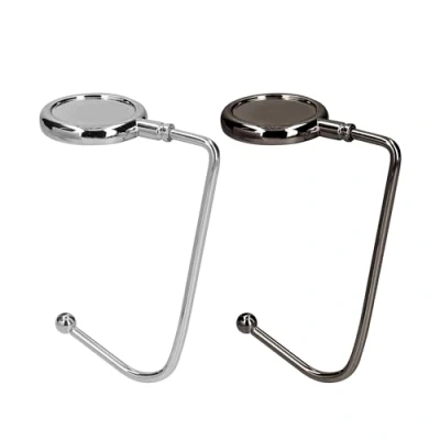 Immagine di kwmobile 2x Gancio Borsa da Tavolo Appendi in Alluminio Antiscivolo Antigraffio Set Appendiborsa per Tavoli e Scrivanie max. 3kg nero/argento