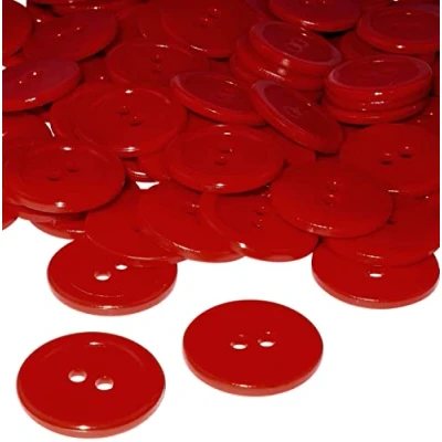 Immagine di AERZETIX C56377 Set di 50 bottoni per cucire rotondi Ø20x2.2mm con 2 fori 32L L32 colore rosso chiaro in plastica diametro apertura 2mm merceria/abbigliamento/moda
