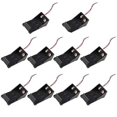 Immagine di HALJIA, 10 contenitori per batterie da 9 V in plastica con cavi