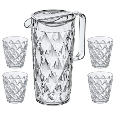 Immagine di Koziol Pitcher / Carafe unbreakable Crystal 1.6 Liter with 4 Water Glasses 250 ml
