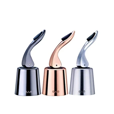 Immagine di OWO Tappi Bottiglie Vino, Tappo per Vino in Acciaio Inox con Guarnizione Silicone, Riutilizzabile, Mantiene Il Fresco (Tricolore, 3 Pezzi)