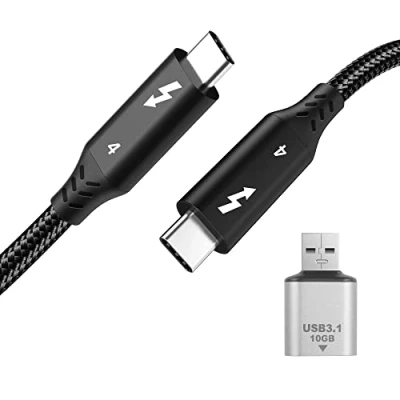 Immagine di RULGOI Cavo USB C Thunderbolt 3, 4 trasferimento dati da 40 Gbps Compatibile con 5K/4K 60Hz Video Pixel, hub, base di Ricarica Nero Supportando 100W