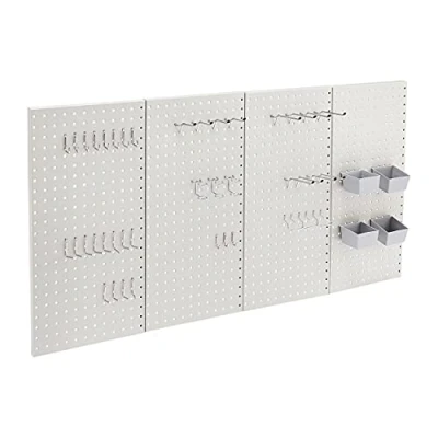 Immagine di Amazon Basics Rettangolare Kit di pannelli in metallo per appendere attrezzi, 48 unità, Grigio
