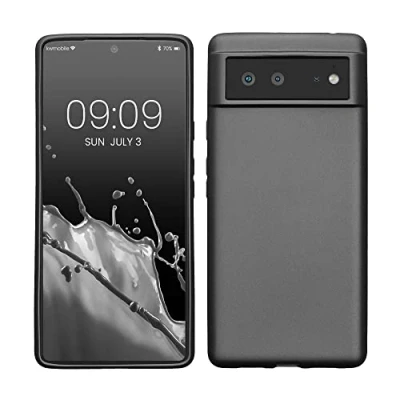 Immagine di kwmobile Custodia Compatibile con Google Pixel 6 Cover Back Case Morbida Protezione in Silicone TPU Effetto metallizzato grigio