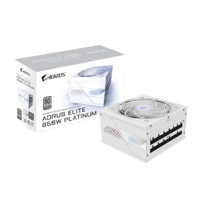 Immagine di GIGABYTE AORUS ELITE P850W ICE Alimentatore PCIe 5.0, 80 PLUS Platinum, Design completamente modulare, Ventola da 120 mm, Compatibile con ATX 3.0, Spina EU