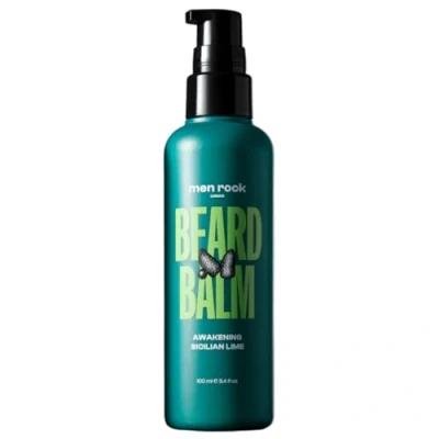 Immagine di Men Rock Balsamo Barba Awakening Leave in e Ammorbidente, Condiziona Profondamente la Idrata Pelle Sottostante, Fragranza Vivace di Lime Siciliano Caffeina, 100ml
