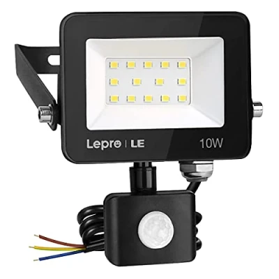 Immagine di Lepro Faretto LED da Esterno con PIR Sensore di Movimento, 10W 850 lumen Bianco Diurno 5000K, Proiettore Impermeabile IP65 per Giardino, Corridoio, Illuminazione Interna ed Esterna