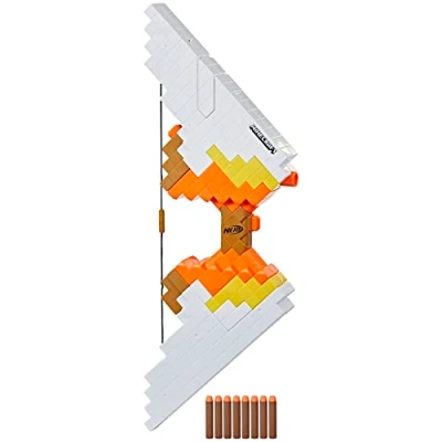 Immagine di Hasbro Nerf Minecraft, Arco Motorizzato Sabrewing, Giocattolo, Blaster Ispirato a Minecraft Dungeons con 8 Dardi Originali Elite e Caricatore, 8+ Anni