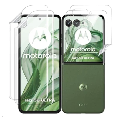 Immagine di GIOPUEY [2+2 Pezzi Pellicola Prottetiva Compatibile con Motorola RAZR 50 Ultra, Retro Pellicola, TPU Flessibile, Ultra Sottile, Cover Compatibile, Resistente ai Graffi