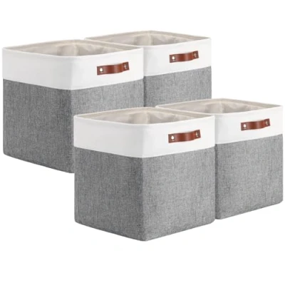 Immagine di Mangata Cestini in Tessuto portaoggetti 33x33x33cm, Set di 4 Cubi per scaffali Kallax