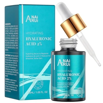 Immagine di ANAiRUi Siero Viso Acido Ialuronico con Vitamina B5, C &amp; e Idratante, Antirughe, Antimacchie, Antietá Illuminante, per Occhi, 30ml