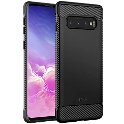 Immagine di JETech Ultra Sottile Cover per Samsung Galaxy S10 (Non Plus +), Magro Cellulare Custodia con Assorbimento degli Urti e Progettare in Fibra di Carbonio (Nero)