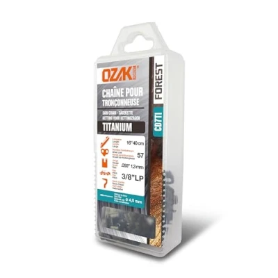 Immagine di OZAKI Catena motosega 3/8 LP E57 in titanio, calibro 1,3 mm (0,05&quot;) con profilo di taglio semi quadrato, 57 allenatori