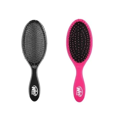 Immagine di Wetbrush Original Detangler With Ultra Sift Intelliflex Bristles to Gently Separate Knots Ease, Does Not Rip Hair, For All Hair Types, Pink &amp; Black BUNDLE