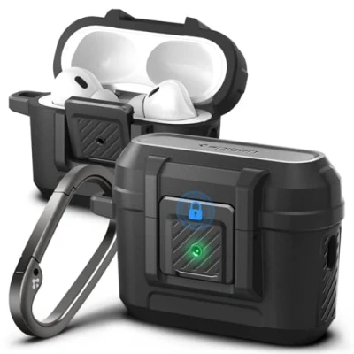 Immagine di Spigen Cover Lock Fit Compatible con AirPods Pro 2 (2a Generazione 2023/2022) Moschettone Nero Opaco