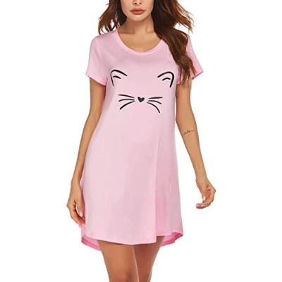 Immagine di MAXMODA Camicia da Notte Donna Divertente a Maniche Corte Estiva Rosa L
