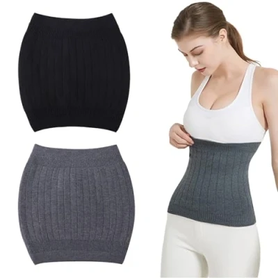 Immagine di JOYOLA 2 Pezzi Cintura Calda Invernale, Fascia Addominale Avvolgente, Unisex lombare Scalda Reni, Reni per il Riscaldamento dei e Recupero Chirurgico