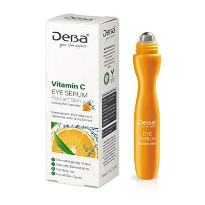 Immagine di DeBa vitamina C siero oculare Roll On anti invecchiamento con effetto immediato pura C, acido ialuronico, pantenolo, estratto di ivia e pleurimincyl™, altamente concentrato 15 ml