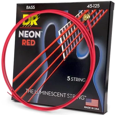 Immagine di Dr Strings Red Devils extra life rosso rivestito 5 corde per basso 45 125